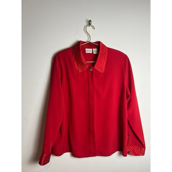 Vintage Just for petites red button down - Picture 3 of 10